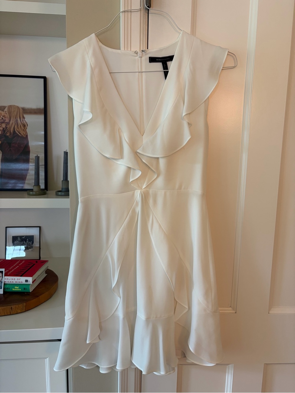 White Ruffle V-Neck Dress